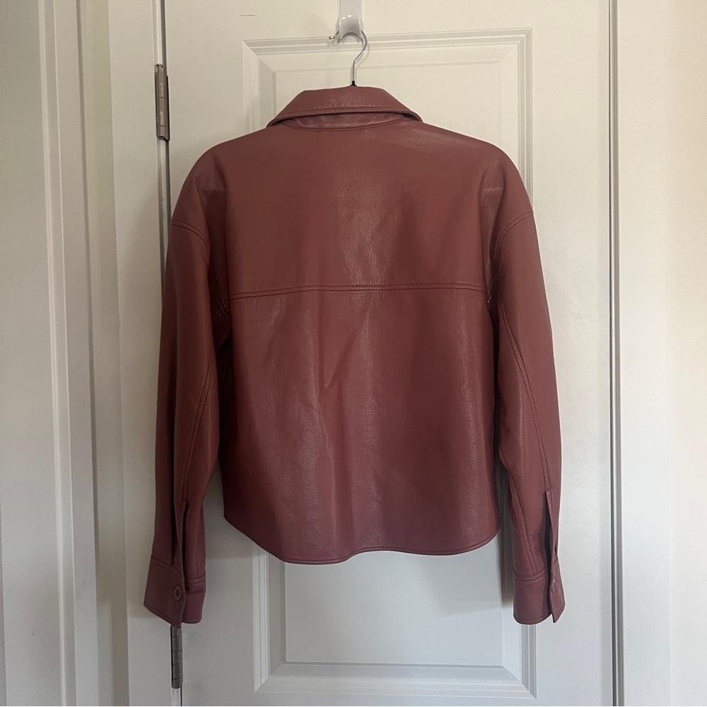 Aritzia Babaton Mauve Vegan Leather Pelli Shirt Jacket - Picture 4 of 10